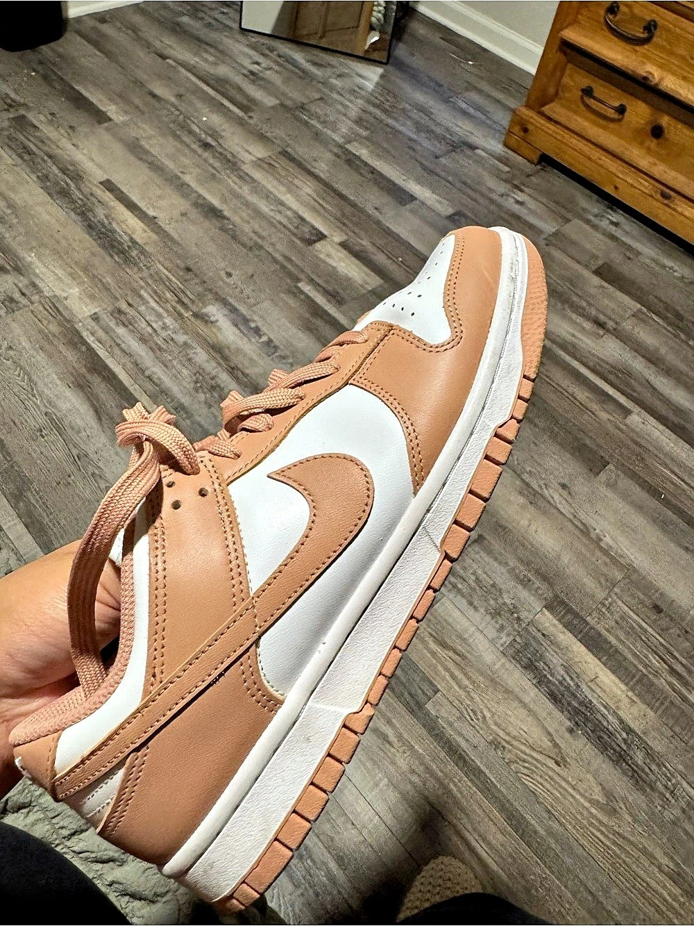 Nike Dunk Low Orange Pearl Sneakers in Brown & White